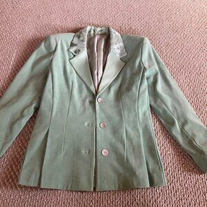Unique HANDMADE Mint Green Blazer Soft Medium Shell Custom Bespoke Rare NWOT